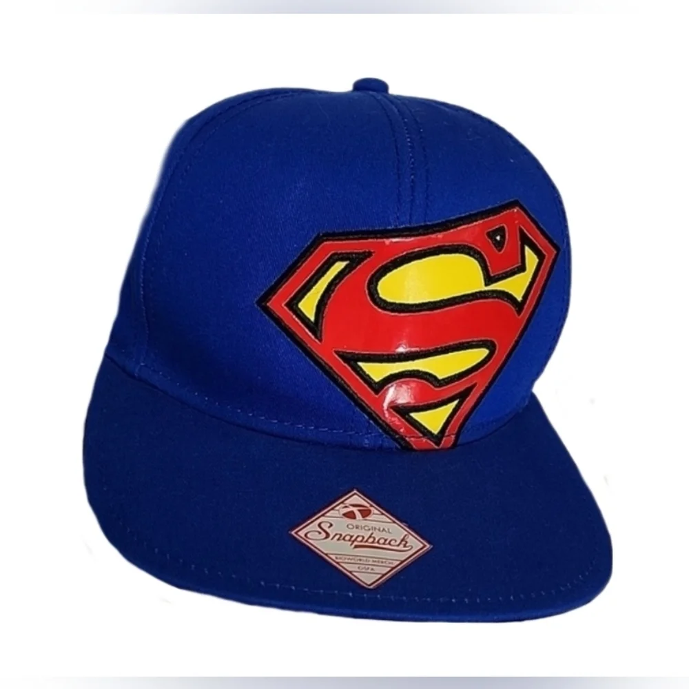 DC Comics Snapback Visor Cap Flatbill Off-Set Logo Original Blue OS